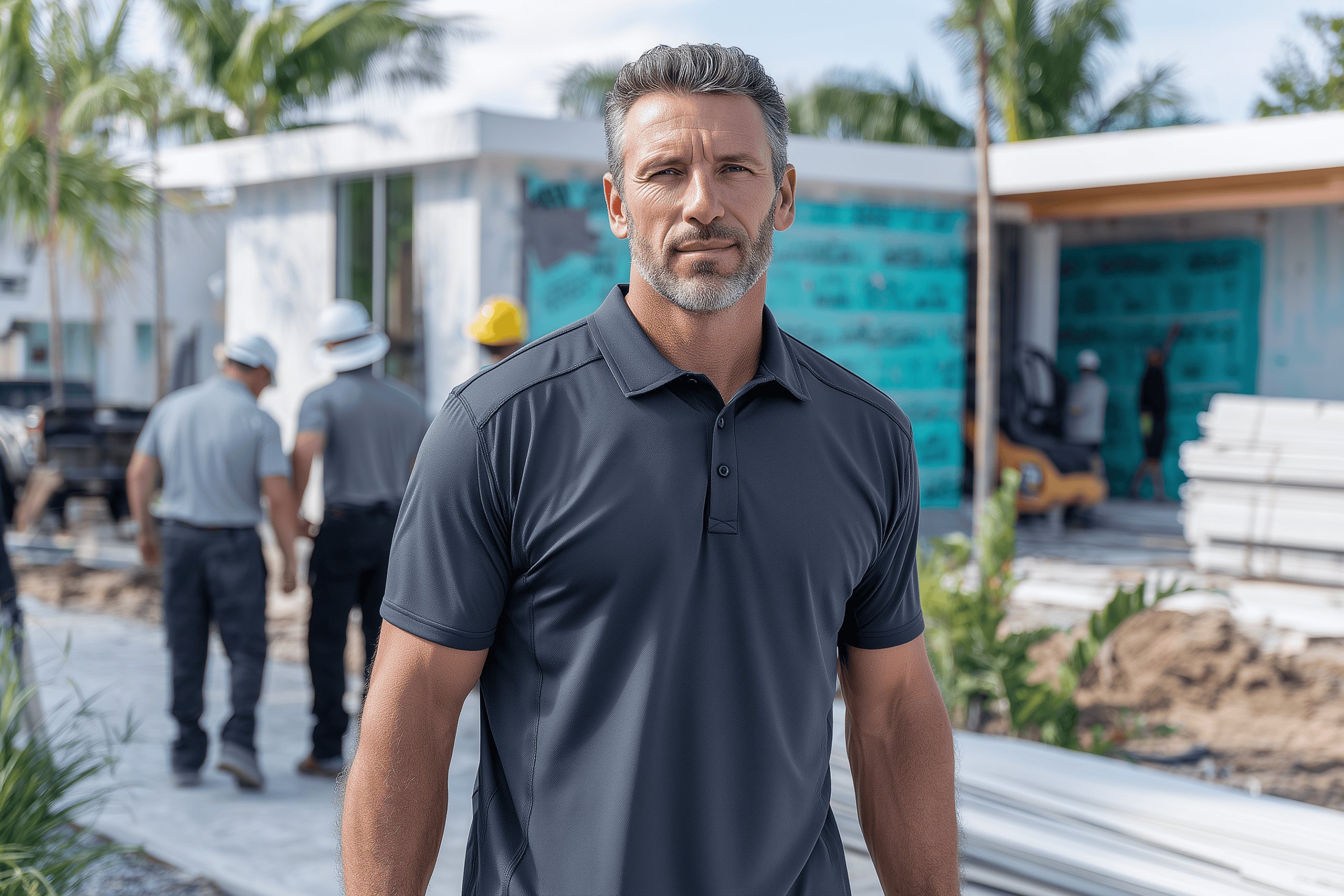 Male business owner of a construction company standing at a construction site outdoors